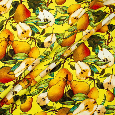 Pears Printed Yellow Pure Silk Crêpe Cady