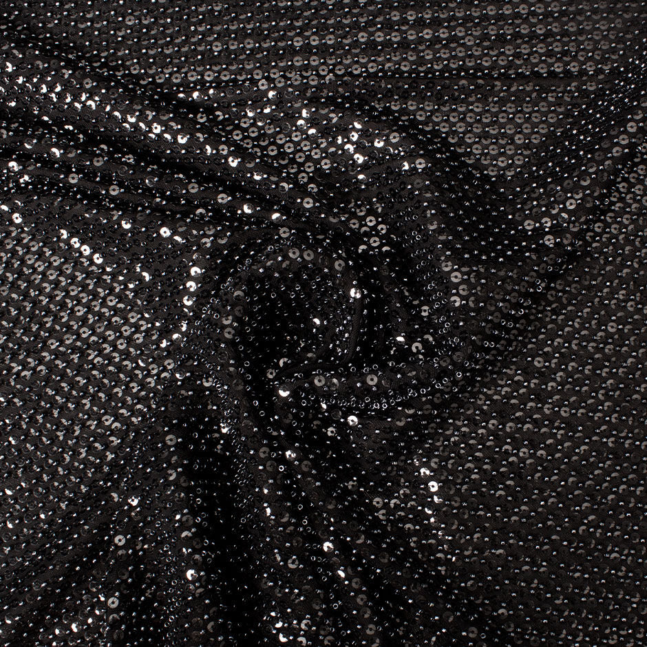 Black Sequin & Beaded Polyester