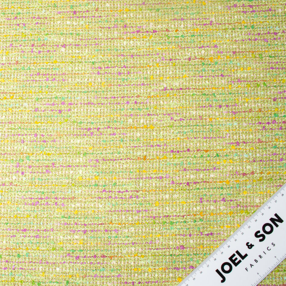 Green & Taupe Flecked Cotton Blend Bouclé