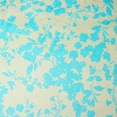 Turquoise Floral Printed Vanilla Cotton Piqué