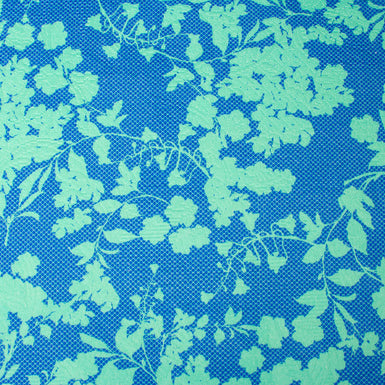 Mint Green Floral & Lace Printed Blue Cotton Piqué