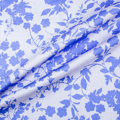 Periwinkle Lace & Floral Printed Cotton Piqué