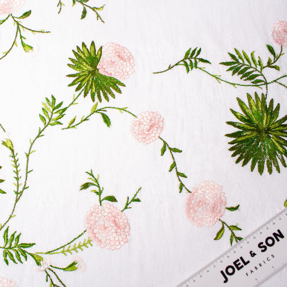 Pretty Floral Embroidered Sequinned Tulle