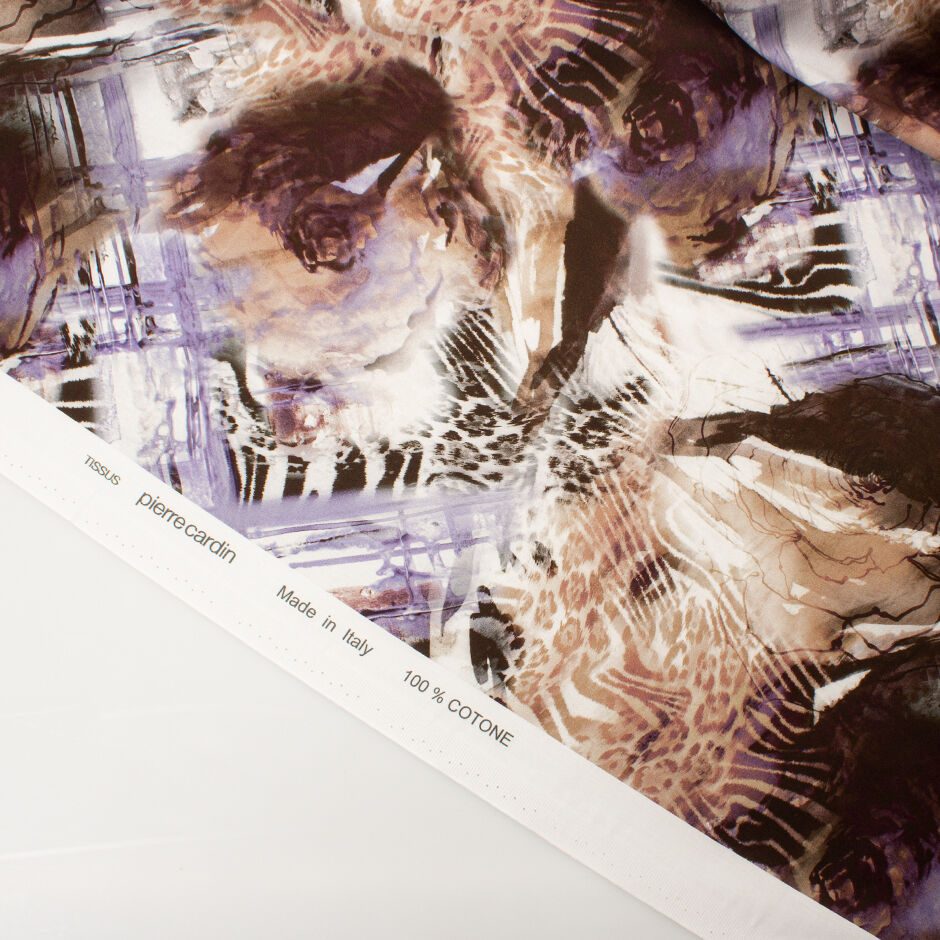 Brown/Beige/Purple Abstract Printed Cotton (A 2.50m Piece)