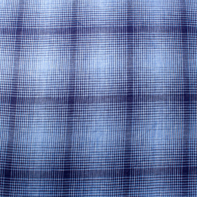 Blue Graduated Checkered Superfine Pure Linen