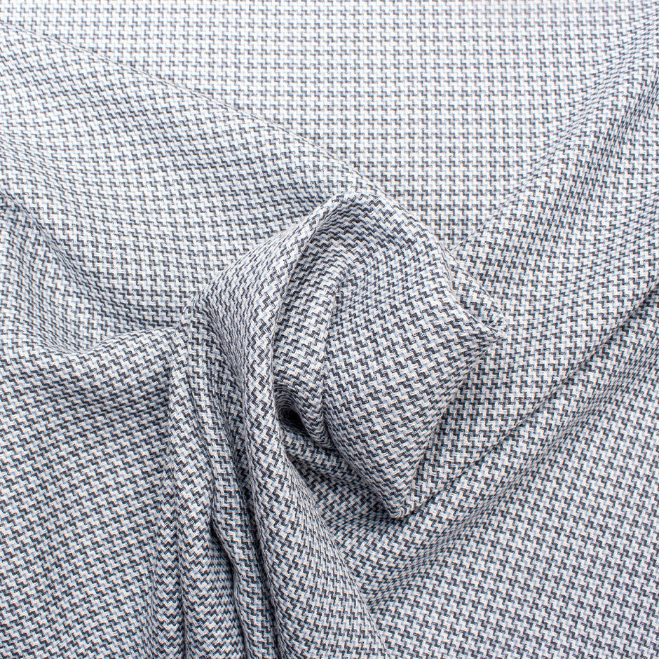 Blue, Grey & Ivory Woven Wool Blend Shirting