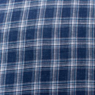 Blue & White Checkered Lightweight Pure Linen