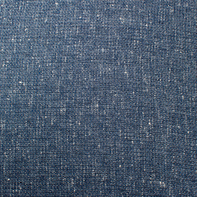 French Blue & White Woven Linen, Cotton & Wool Blend