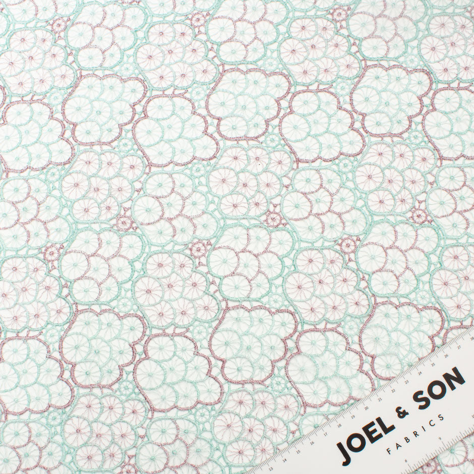 Mint & Antique Pink Delicate Guipure Lace