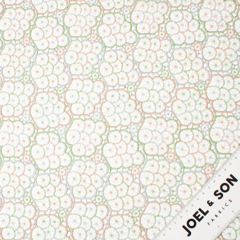 Green & Dusty Pink 'Spider Web' Guipure Lace