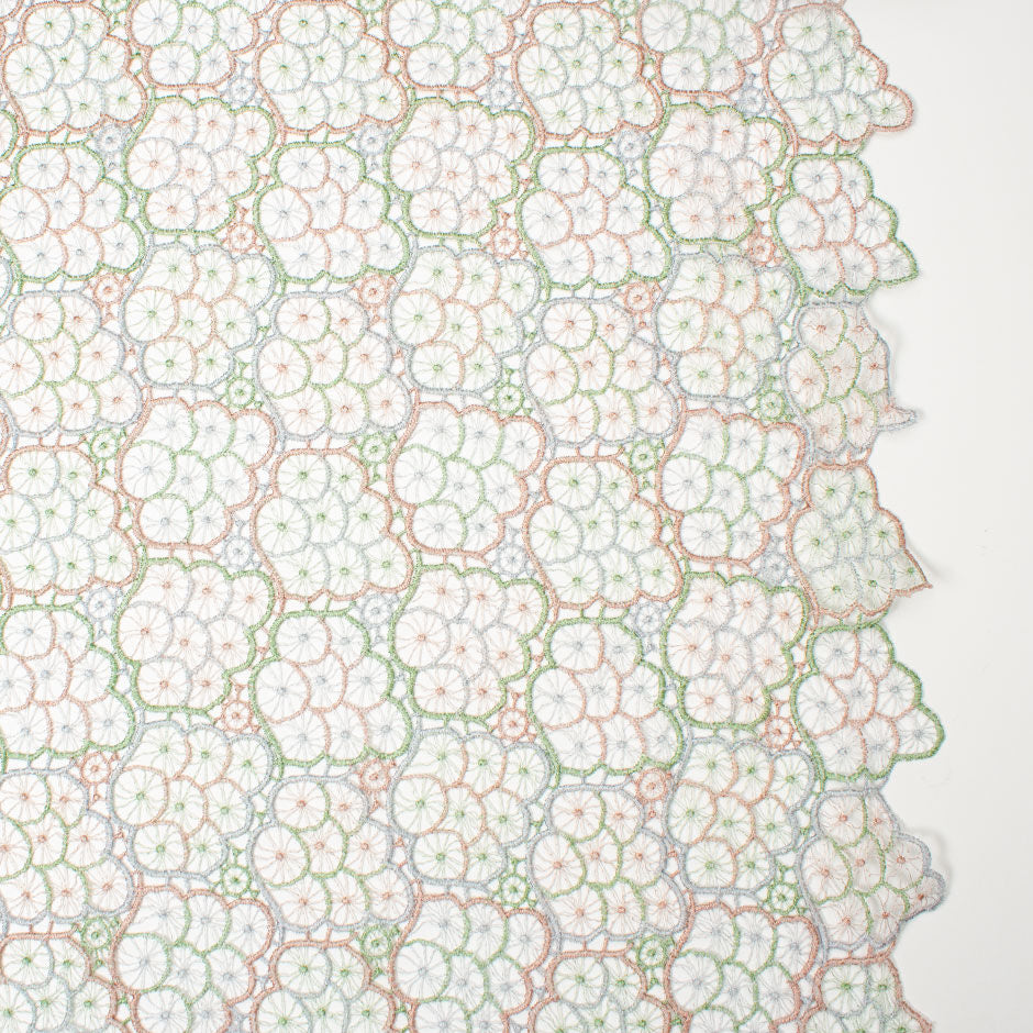 Green & Dusty Pink 'Spider Web' Guipure Lace