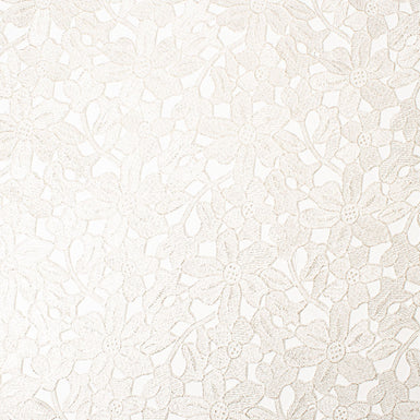 Gold Outlined Ivory Floral Guipure Lace