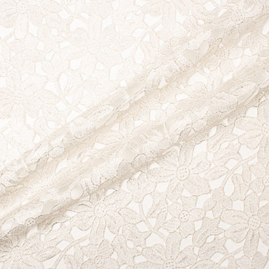 Gold Outlined Ivory Floral Guipure Lace
