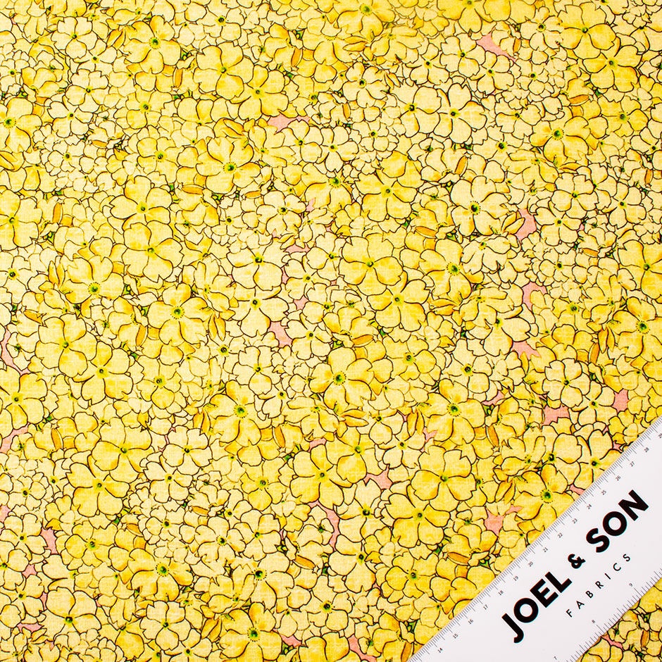 Yellow Floral Double-Sided Mixed Fibre Bouclé