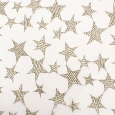 Muted Gold Embroidered Stars Illusion Tulle