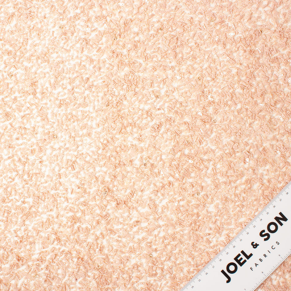 Dusty Peach Hand Beaded Tulle