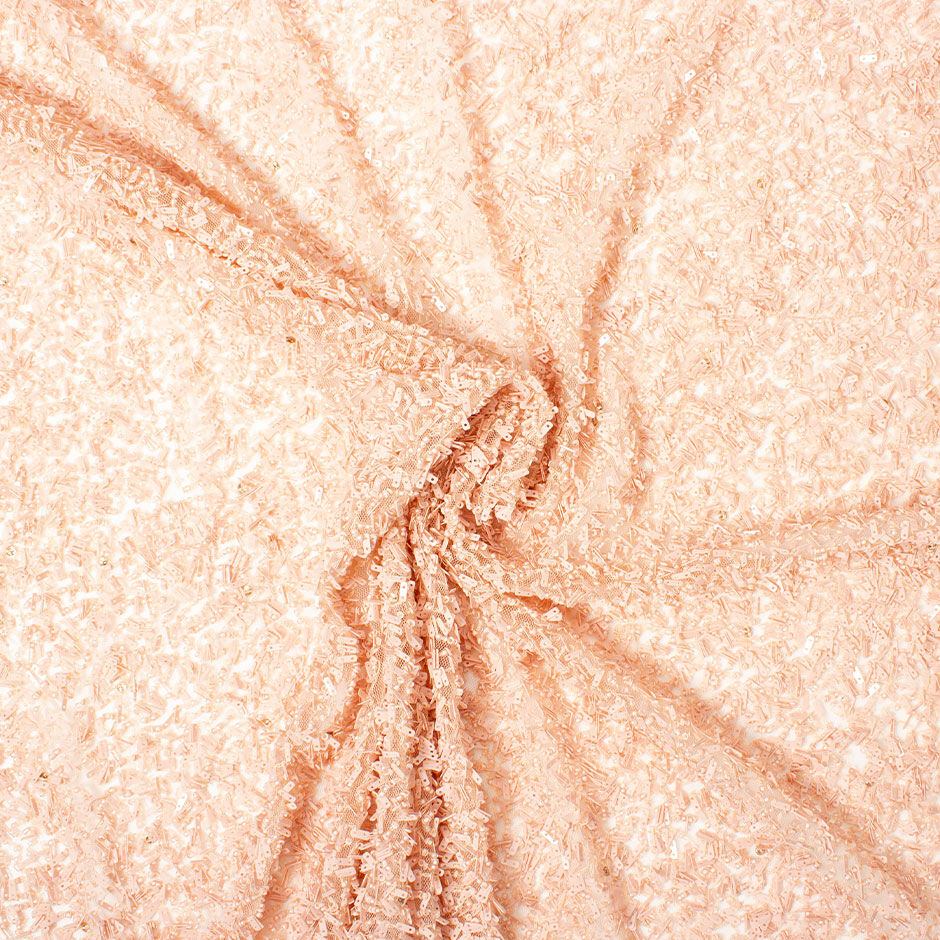 Dusty Peach Hand Beaded Tulle