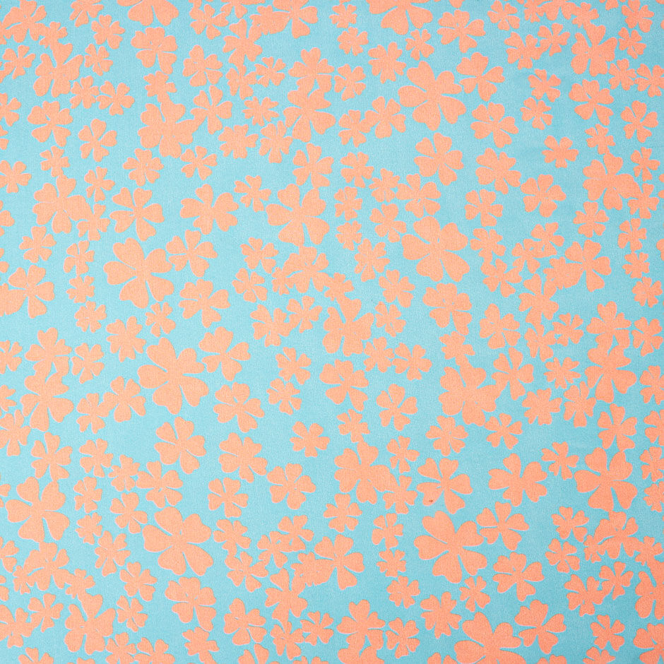 Coral & Sky Blue Floral Silk Georgette