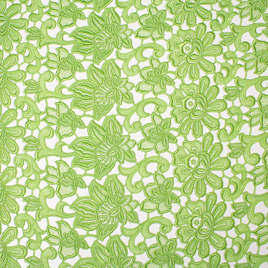 Apple Green Floral Guipure Lace (A 1.40m Piece)
