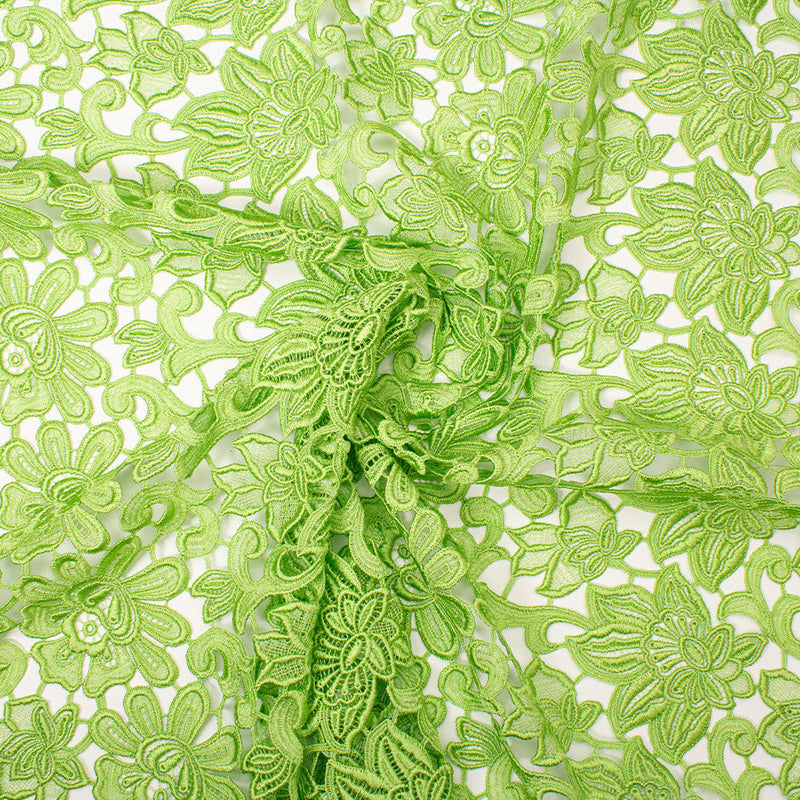 Apple Green Floral Guipure Lace