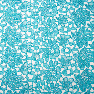 Deep Turquoise Floral Guipure Lace