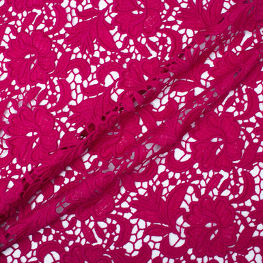 Magenta Pink Wool Guipure Lace