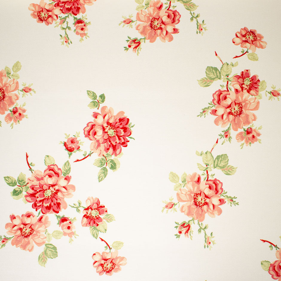 Rose Printed Ivory Pure Silk Gazar