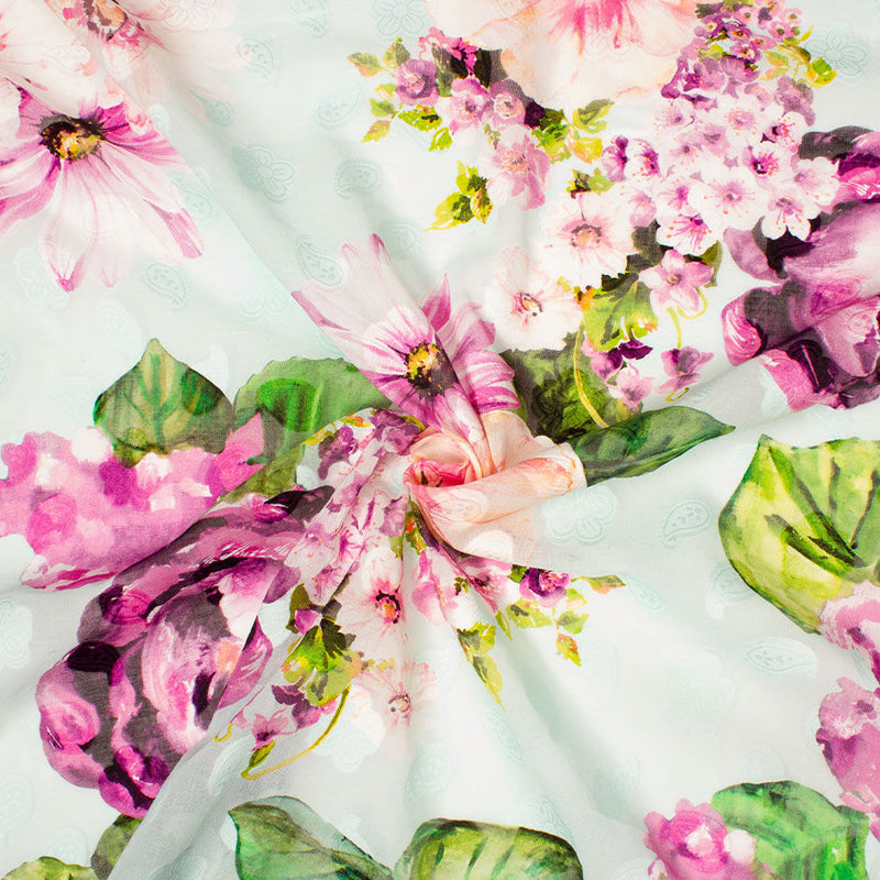 Pink & Purple Floral Cotton Voile Summer Cotton Here