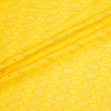Canary Yellow Geometric Embroidered Cotton