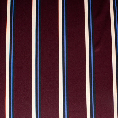 Ivory & Blue Striped Grenache Silk Satin