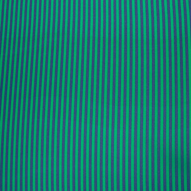 Blue & Green Candy Striped Reversed Silk Satin