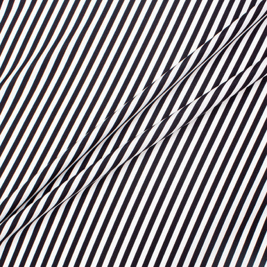 Midnight Blue & White Candy Striped Reversed Silk Satin (A 2.15m)