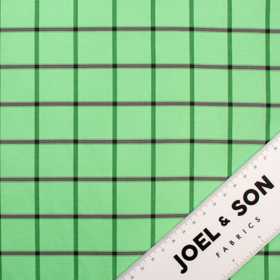 Rich Green Checkered Pure Silk Taffeta