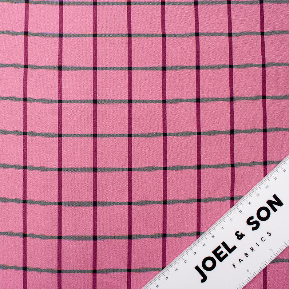 Rose Pink Checkered Pure Silk Taffeta