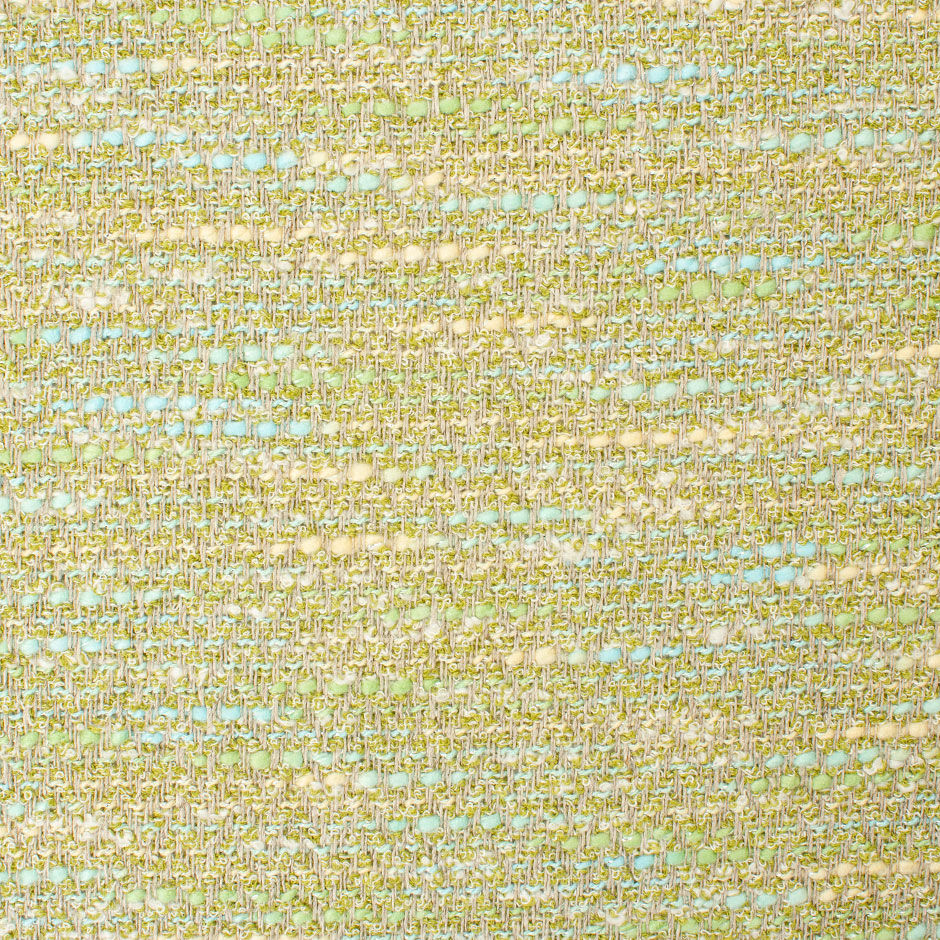 Pea Green & Multi-Coloured Linen Blend Bouclé