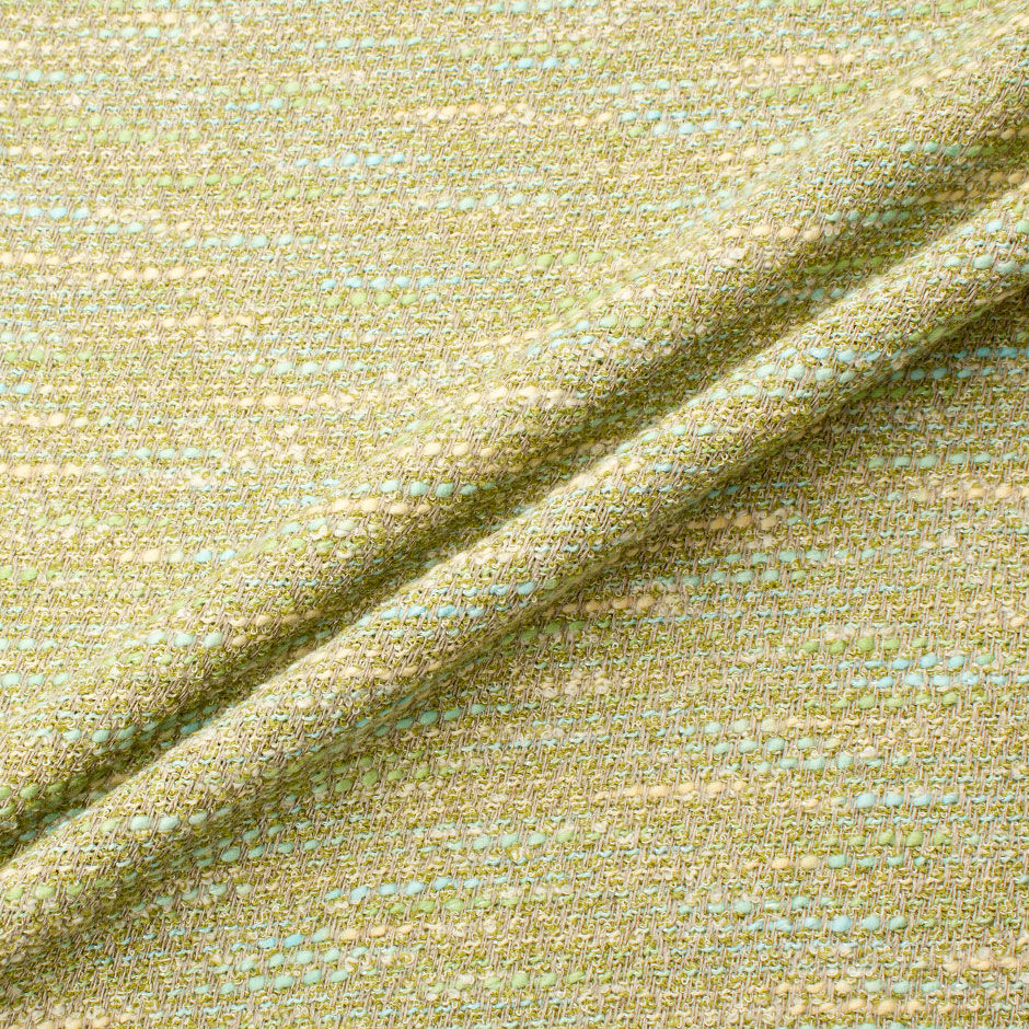 Pea Green & Multi-Coloured Linen Blend Bouclé