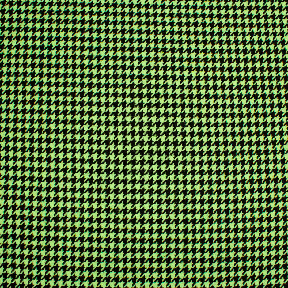 Fluorescent Green & Black Houndstooth Pure Wool