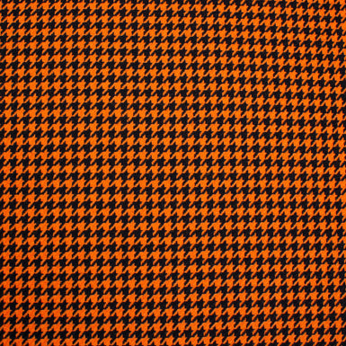 Fluorescent Orange & Black Pure Wool Houndstooth