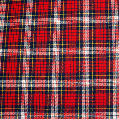 Bright Red & Blue Checkered Tartan Pure Wool