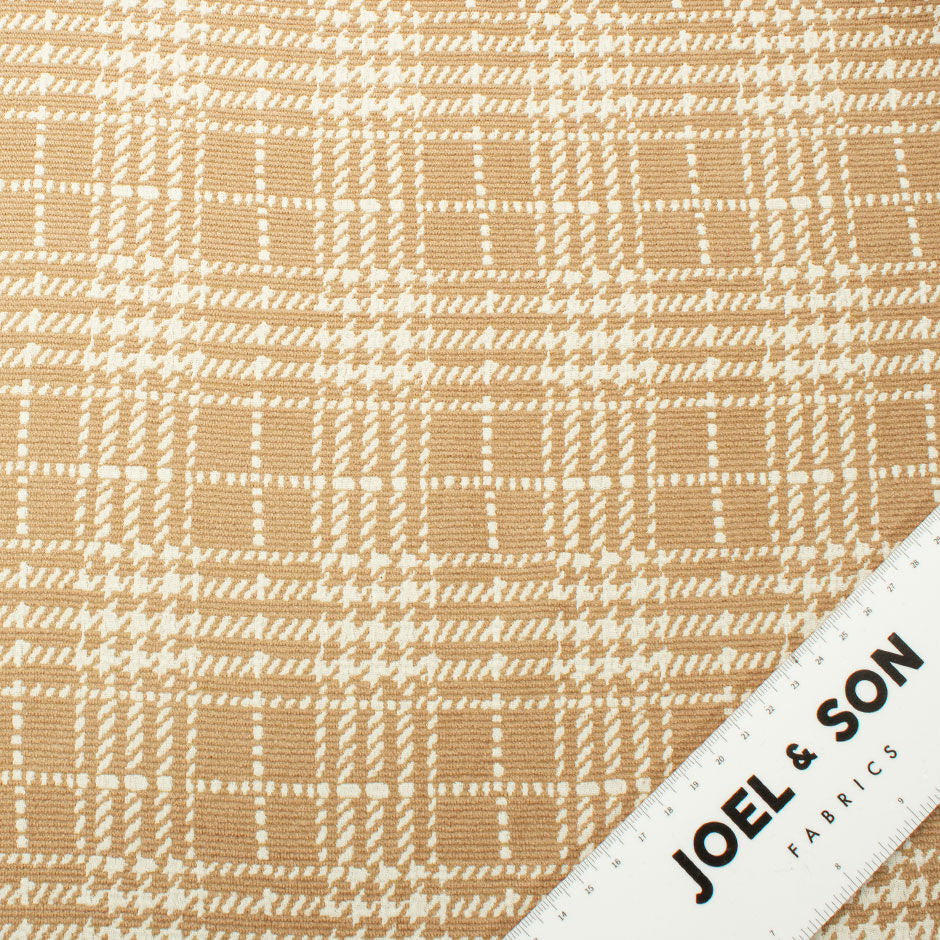 Rich Beige & Ivory Prince of Wales Viscose Tweed