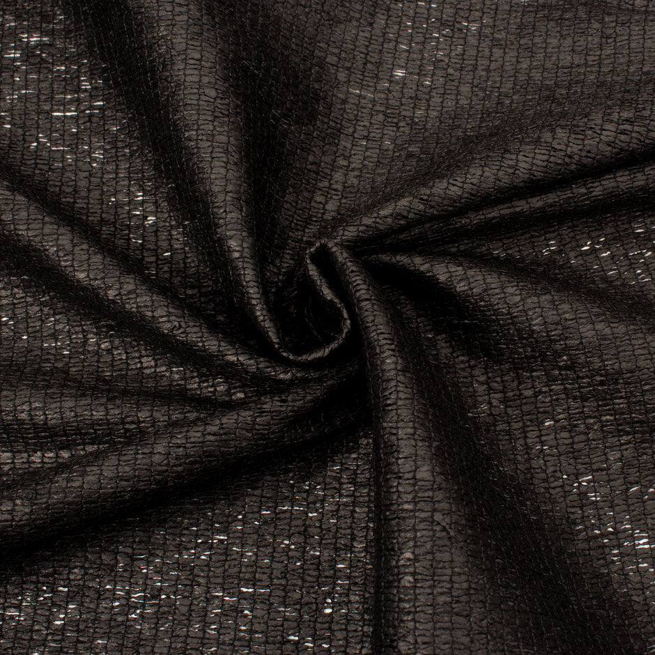 Black Woven Poly & Wool Blend