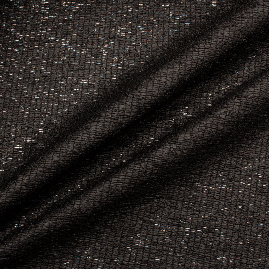 Black Woven Poly & Wool Blend