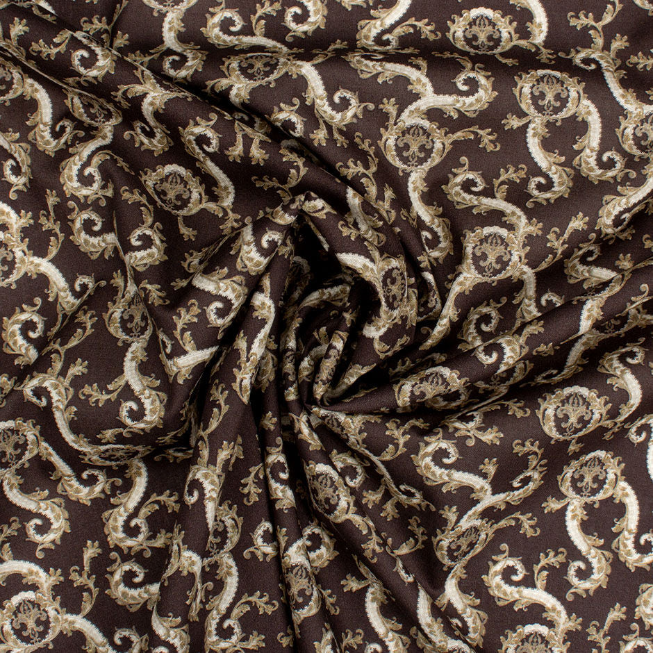 Fleur de Lis Printed Grenache Cotton Tana Lawn (A 2.50m Piece)