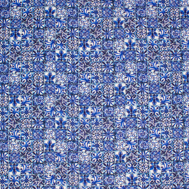 Blue Tile Printed Cotton Tana Lawn (A 3.20m Piece)