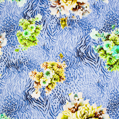 Animal & Floral Printed Blue Cotton