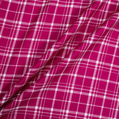 Deep Pink & White Pure Wool Tartan