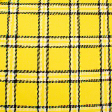 Canary Yellow & Black Pure Wool Tartan