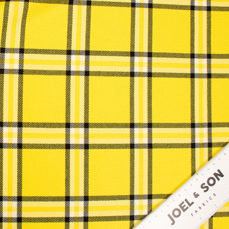 Canary Yellow & Black Tartan Shop Tartan Wool