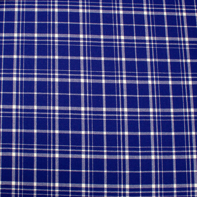 Royal Blue & White Pure Wool Tartan (A 1.30m Piece)