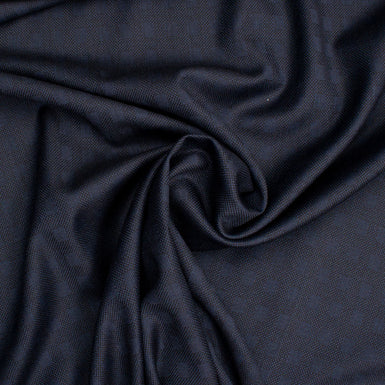Navy Blue Pure Wool Jacquard Suiting